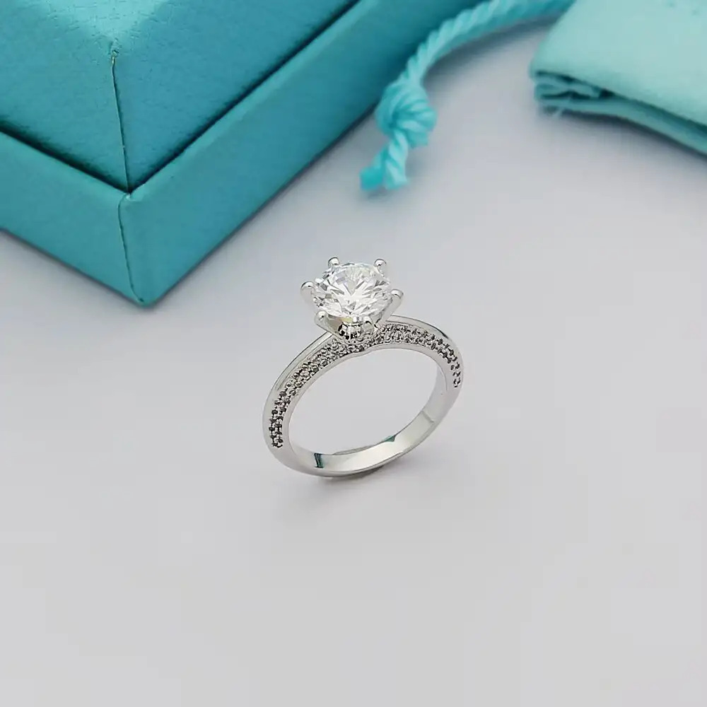 Tiffany & Co. Silver Round Diamond Ring